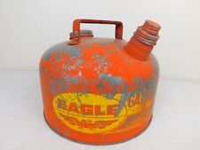 Antique Shop USA Old Red Eagle Galvanzd Round Metal Gas Can Auto Garage Mechanic picture