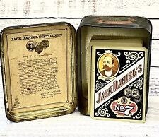 Vintage Jack Daniels Old Time Whiskey Storage Tin & Old No 7 Playing Card Deck picture