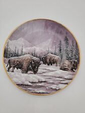 Vintage Snow Buffalo Collector Plate with Poem on Back Gold Trimmed 8