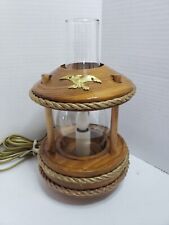 VINTAGE HAND-CRAFTED WOOD NAUTICAL ACCENT ELECTRIC GLASS GLOBE LAMP 9.5