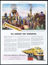 1947 Union Pacific Railroad Golden Spike ceremony art GM locomotive print ad picture
