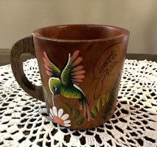 Hand Painted Hummingbird Wooden Cup Coffee Mug Costa Rica picture