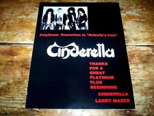 CINDERELLA ( NOBODY'S FOOL ) 1986 U.S. MUSIC INDUSTRY magazine color PROMO Ad NM picture