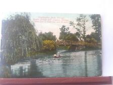 VTG Postcard, Washington Park, Chicago Illinois rustic bridge and lagoon picture