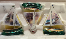 Thomas Kinkade's Romantic Sailboats Heirloom Porcelain Ornament Collection of 3 picture