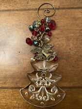 Christmas Tree Ornament Acrylic Cut Crystal Bronze Bells Red Blue Balls 5.5” A40 picture
