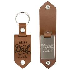 Dad Gifts-Best Dad Ever Personalized Leather Keychain for Dad-Engraved Keycha... picture