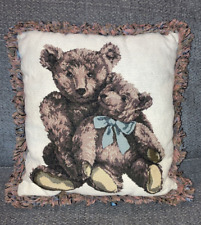 Teddy Bears Baby Bear Tapestry Pillow Pink Blue Fringe Dakotah Rectangle 14 x 16 picture