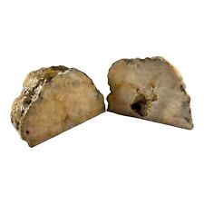 Geode Bookends Sliced Rock Pair Set Brown Office Paperweights Decor picture