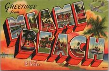 MIAMI BEACH, Florida Large Letter Postcard / Curteich Linen - 1958 FL Cancel picture