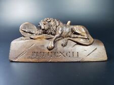 Lucerne Lion Vintage WOOD CARVED, Helvetiorum Fidei Ac Virtuti Monument Figurine picture