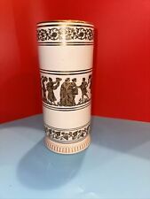Vintage Neofitou White Porcelain Vase Handmade Greece  24K Gold Greek Mythology picture
