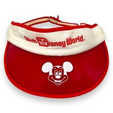 Vintage Walt Disney World Visor Cap White Red Plastic Mickey Mouse 70s Rare picture