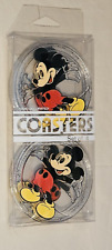 Vintage Disney Mickey Mouse  Plastic Coasters Set of 4 Hand Decorated 3 1/2