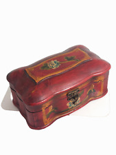 Wooden Box Hand Painted Floral Hinged Storage Jewelry Box Decorative Boho 7x3 picture