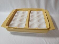 Vintage Tupperware Deviled Egg Tray Keeper Carrier Container 723-4 Gold Yellow picture