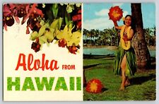 Postcard Aloha from Hawaii - 1975 w Hula Girl picture