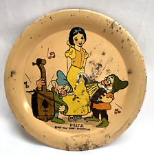 Antique Vintage 1937 Walt Disney’s Snow White Tin Litho Plate from Tea Set picture
