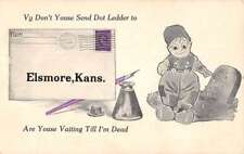Elsmore Kansas Dutch Child Letter Grave Stone Antique Postcard K80536 picture