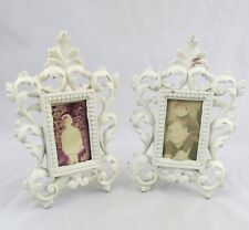 Pair of Victorian Iron Easel Picture Frames in White Paint 8-1/2