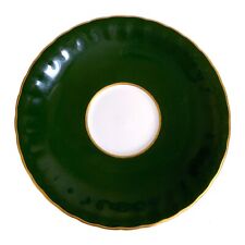Vintage AYNSLEY Dark Green Replacement Saucer Only Gold Trim England picture