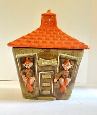 Vintage 1970s Gilner  Pixie Elf School House Cottage Cookie Jar Orange Brown picture