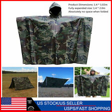 US Military Woodland Ripstop Wet Weather Raincoat Poncho Camping Hiking Camo picture