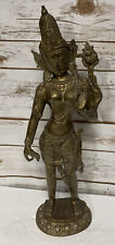 Vintage Solid Brass Tara Tibetan Buddhist Deity Figure 16 5/8” picture