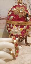 Women's day gift Trinket Box & Ruby Bracelet 24K GOLD 10ct Swarovsk HANDMADE picture