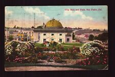 POSTCARD : CALIFORNIA - SAN PEDRO CA - CITY HALL AND PARK 1916 VIEW picture