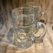 2 Huge 1 Liter Vintage Dimple Glass Clear Stein For Your Beer Lover picture