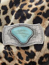 Designer Sleeping Beauty Turquoise SouthWestern Belt Buckle - Made In Italy VTG picture
