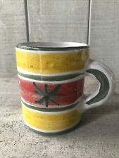 Desimone Pottery Hand Painted Mug Cup Yellow Red Stripes Italy Signed 25 picture