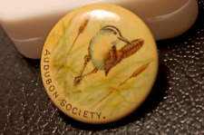 very nice Antique small 1896 AUDUBON SOCIETY Celluloid & Metal PINBACK BUTTON picture