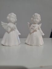 Lot Of 2 Schmid Brothers Vintage Ceramic Bone Angel Figurines picture