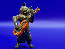 Redl Factory Vienna Bronze Cat Guitar Player Partially Cold Cast Hand-painted picture