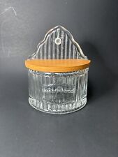 Vintage Hoosier Salt Box Ribbed Glass Cellar Wall Mount Or Counter Top picture