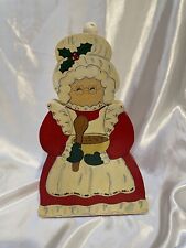 Vintage Hand Painted Christmas Mrs Claus Paper Towel Holder Wood Christmas picture