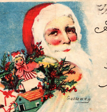 1920 Katharine Gassaway Santa Christmas Postcard Happy Christmas Best Of Luck picture