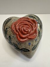 Mothers Day Heart Rose Ceramic Sculpture By Designer Carla Palma Handmade picture