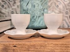 AK Kaiser Romantica Fine White Porcelain EGG CUPS Attached Saucer, Set Of 2, EUC picture