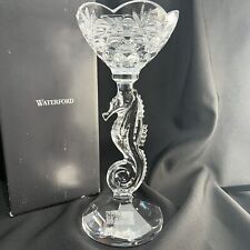 Waterford Crystal Pillar Candle Holder Candlestick Seahorse 11.25” Brennan READ picture