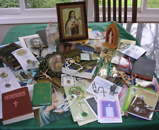 #RM Lot of 55 Vintage Religious Catholic Items Prayer Cards, Statue, Medals++ picture