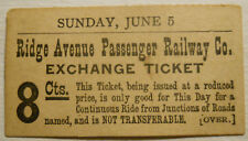1880s-1890s Ridge Avenue Passenger Railway (Philadelphia, PA) Exchange Ticket 2 picture