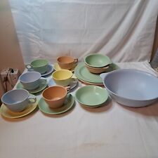 Mid Century Mallo Ware Mixed Set Vintage Cups Saucers Bowls Plates Serving Bowl picture
