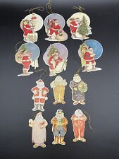 12 Vintage 1985 Merrimack Publishing Santa Die Cut Ornaments Christmas Old World picture