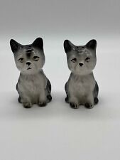 Vintage Gray and White Cat Salt & Pepper Shakers 3.5