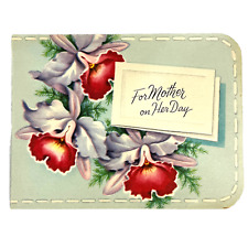 Vintage UNUSED Mother's Day greeting card orchid money holder wallet Miller U picture