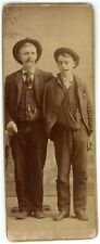 Antique c1880s Thin 1.13X4.13 in Cabinet Card Older Man Younger Man In Arm Sling picture