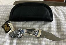 Franklin Mint Native American Wolf Head Pocket Knife With Case picture